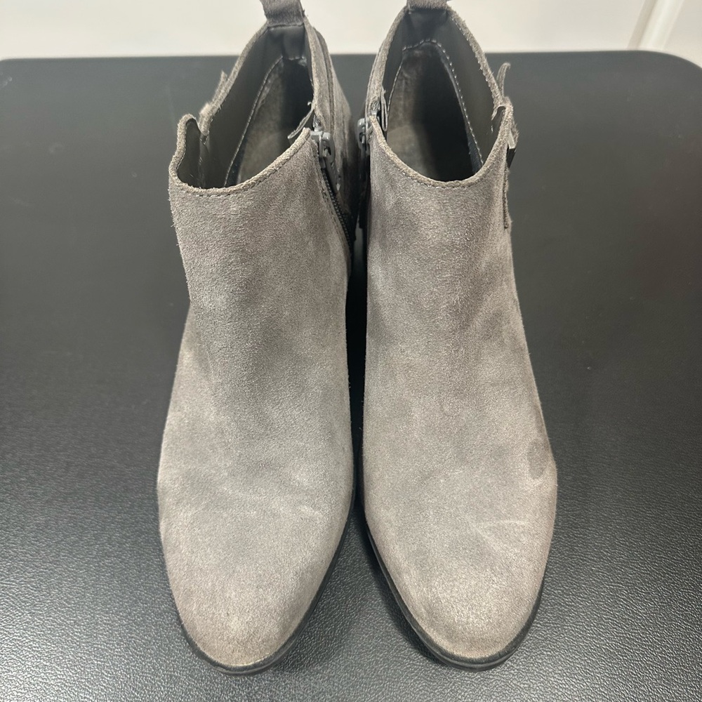 Sonoma Goods For Life Gray Suede Ankle Boots Buckle Zip Block Heel - Picture 2 of 6